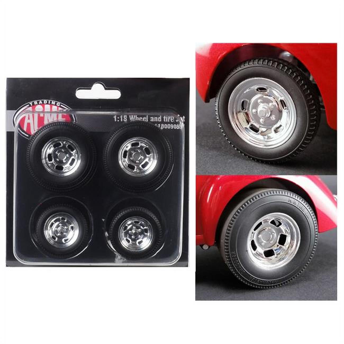 Picture of ACME A1800908W 1 isto 18 Polished Drag Wheels & Tires from 1941 Gasser&#44; 4 Piece