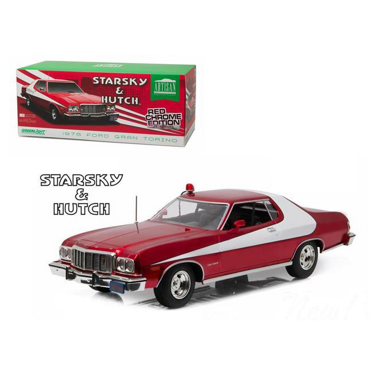 1-18 1976 Ford Gran Torino Starsky & Hutch TV Series 1975-79 Diecast Model Car, Red Chrome -  GreenLight, GR95370