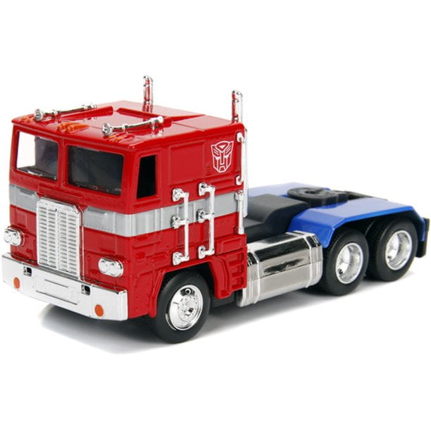 Jada  G1 Autobot Optimus Prime Truck Red with Robot on Chassis from Transformers Diecast Model