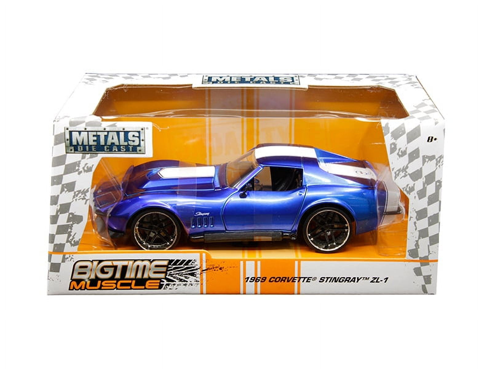 Jada 30532 1969 Chevrolet Corvette Stingray ZL-21 Blue with White Stripe Bigtime Muscle 1-24 Diecast Model Car -  Jada Toys