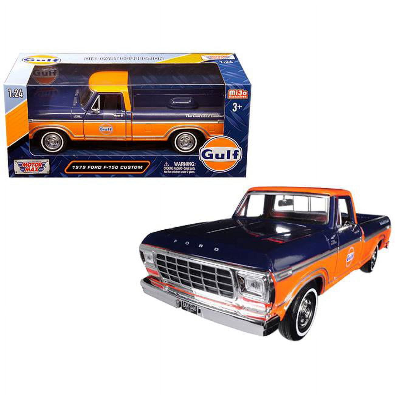 79652 1979 Ford F-150 Custom Pickup Truck Gulf 1-24 Diecast Model Car, Dark Blue & Orange -  MOTORMAX