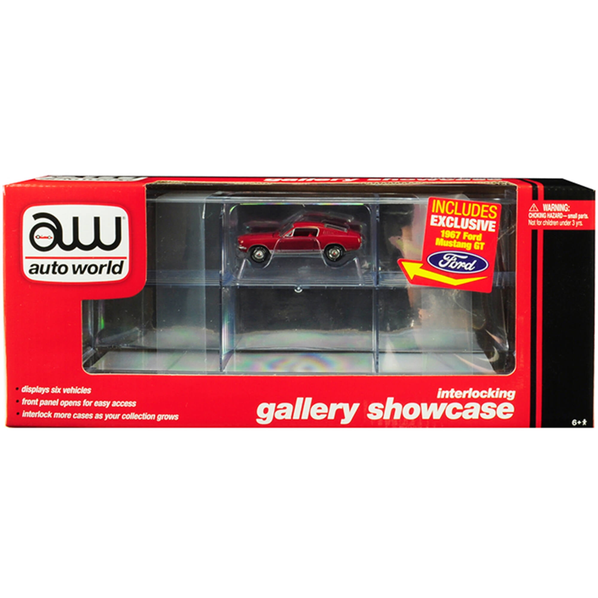 Autoworld AWDC018 1 by 64 Scale 6 Car Interlocking Acrylic Display Show Case for 1967 Ford Mustang GT Model Cars, Red -  AUTO WORLD