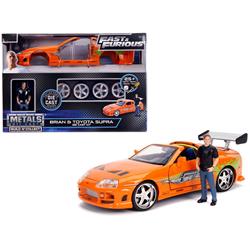 Jada 30699 Model Kit Toyota Supra Metallic Orange with Brian Diecast Figure Fast & Furious Movie Build N Collect 1-24 Diecast Model Car