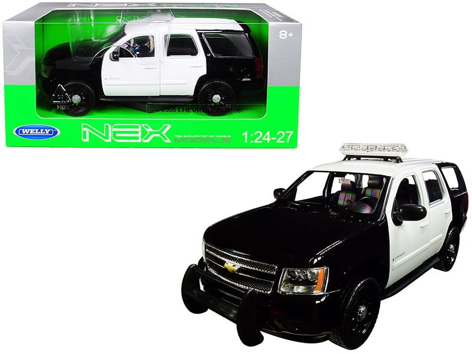 22509BKWHP-W 2008 Chevrolet Tahoe Unmarked Police Car 1 by 24-1 by 27 Diecast Model Car, Black & White -  WELLY