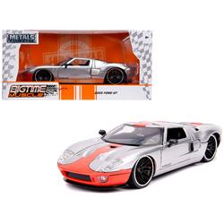 Jada  2005 Ford GT Stripe Bigtime Muscle 1 by 24 Diecast Model Car, Silver & Orange