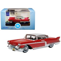 1957 Cadillac Eldorado Brougham Dakota Red with Silver Metallic Top 1 by 87 HO Scale Diecast Model Car