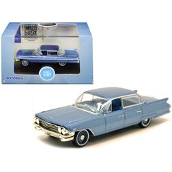 1961 Cadillac Sedan DeVille Nautilus Blue Metallic with Blue Interior 1/87 (HO) Scale Diecast Model Car by Oxford Diecast 87CSD61003