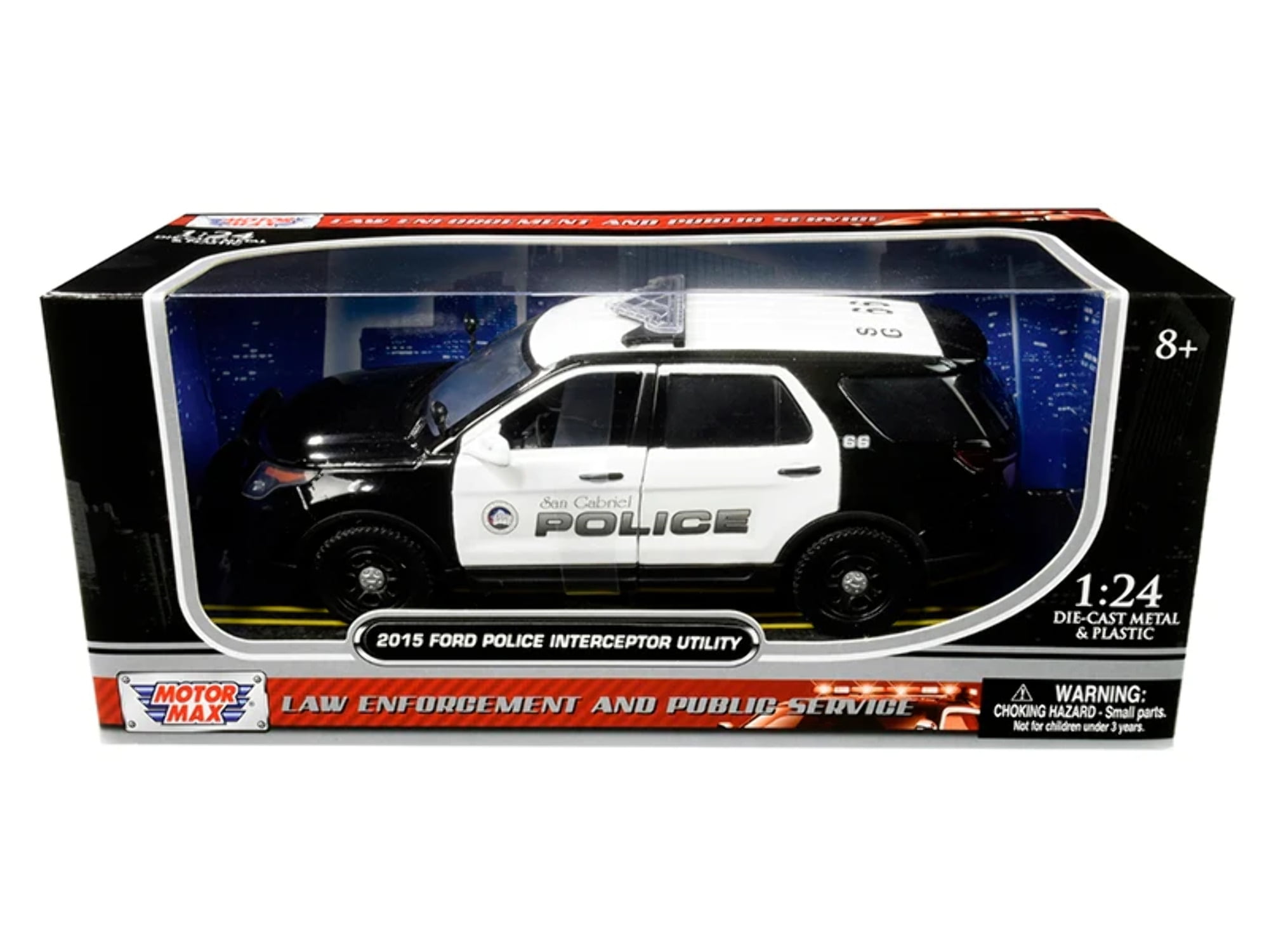 76964 2015 Ford Police Interceptor Utility San Gabriel Police California Black & White 1 by 24 Diecast Model Car -  MOTORMAX