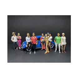 Picture of American Diorama 38221-38222-38223-38224-38225-38226-38227-38228-38229 Partygoers 9 Piece Figurine Set for 1 by 18 Scale Models