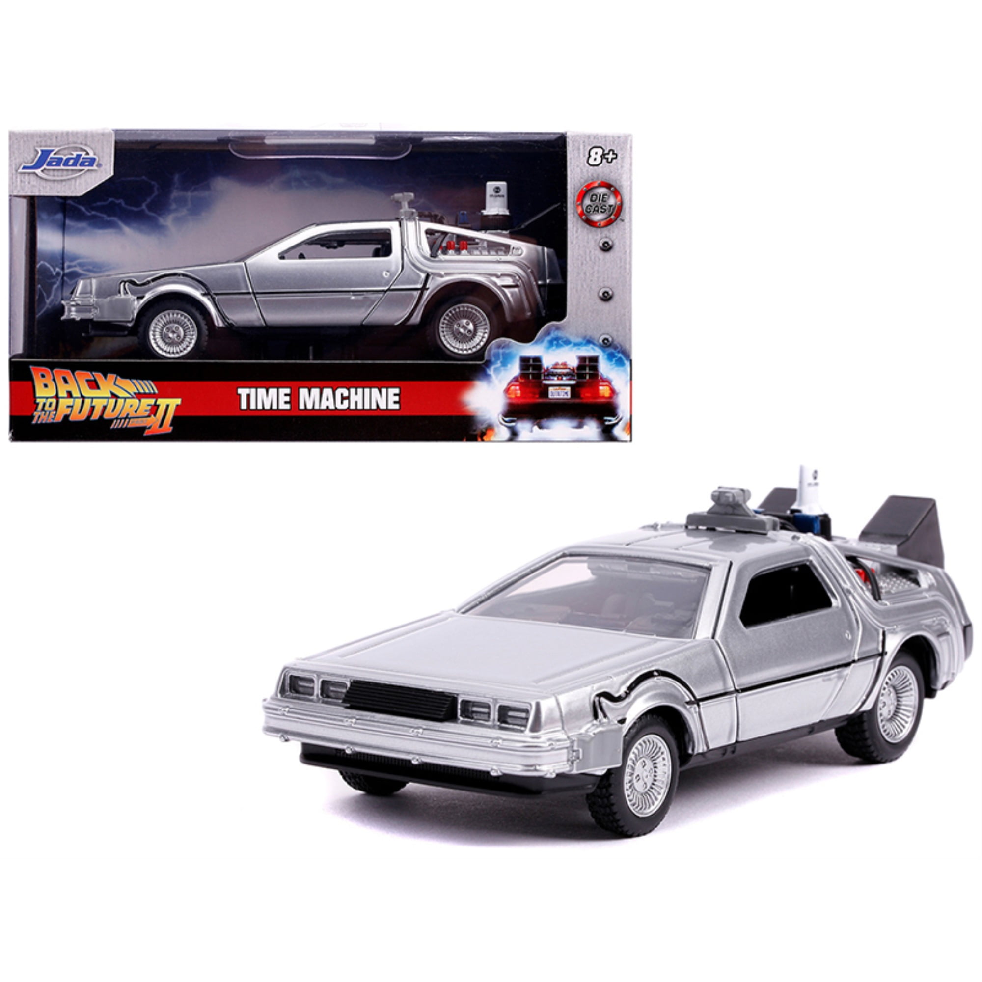 Jada  DeLorean DMC Time Machine Silver Back to the Future Part II 1989 Movie Hollywood Rides Series 1 by 32 Diecast Model Car