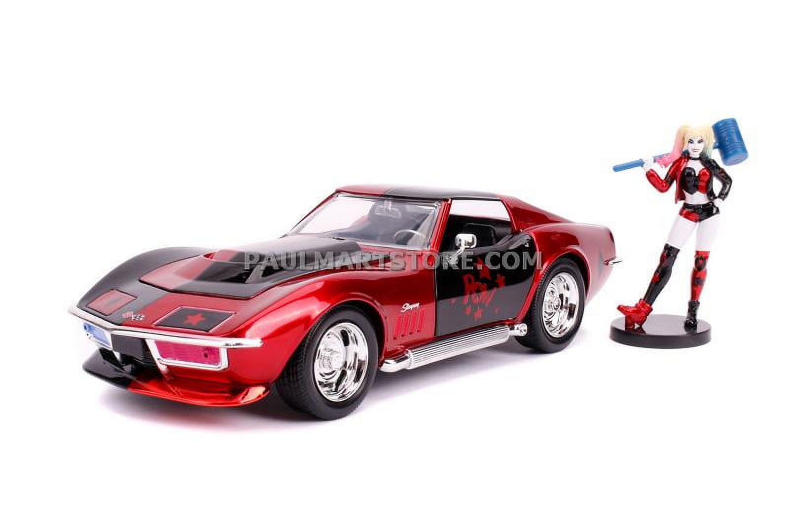 Jada  1969 Chevrolet Corvette Stingray with Harley Quinn Diecast Figure DC Comics Series 1 by 24 Diecast Model Car