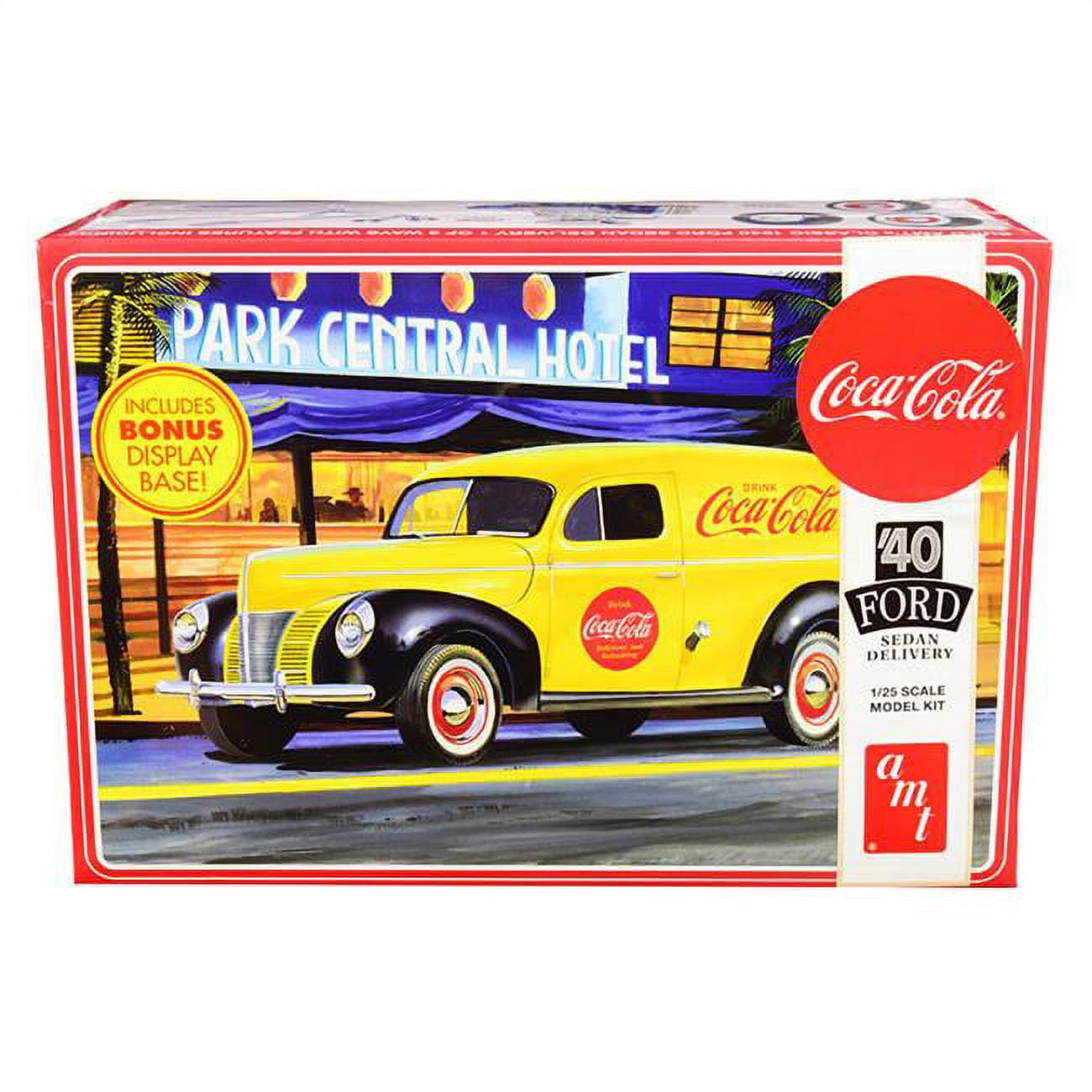Picture of AMT AMT1161 Skill 3 Model Kit 1940 Ford Sedan Delivery Van Coca-Cola with Display Base 1 by 25 Scale Model