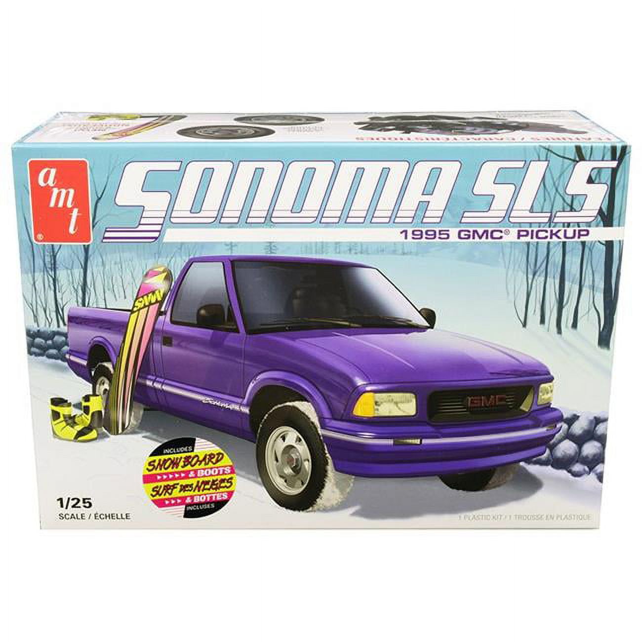 Picture of AMT AMT1168M Skill 2 Model Kit 1995 GMC Sonoma SLS Pickup Truck with Snowboard & Boots 1 by 25 Scale Model
