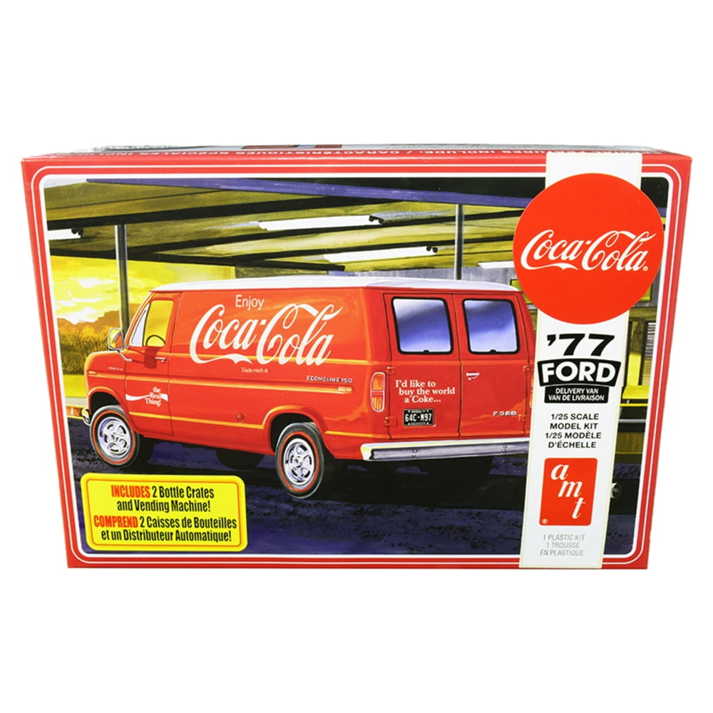 Picture of AMT AMT1173M Skill 3 Model Kit 1977 Ford Delivery Van with 2 Bottles Crates & Vending Machine Coca-Cola 1 by 25 Scale Model