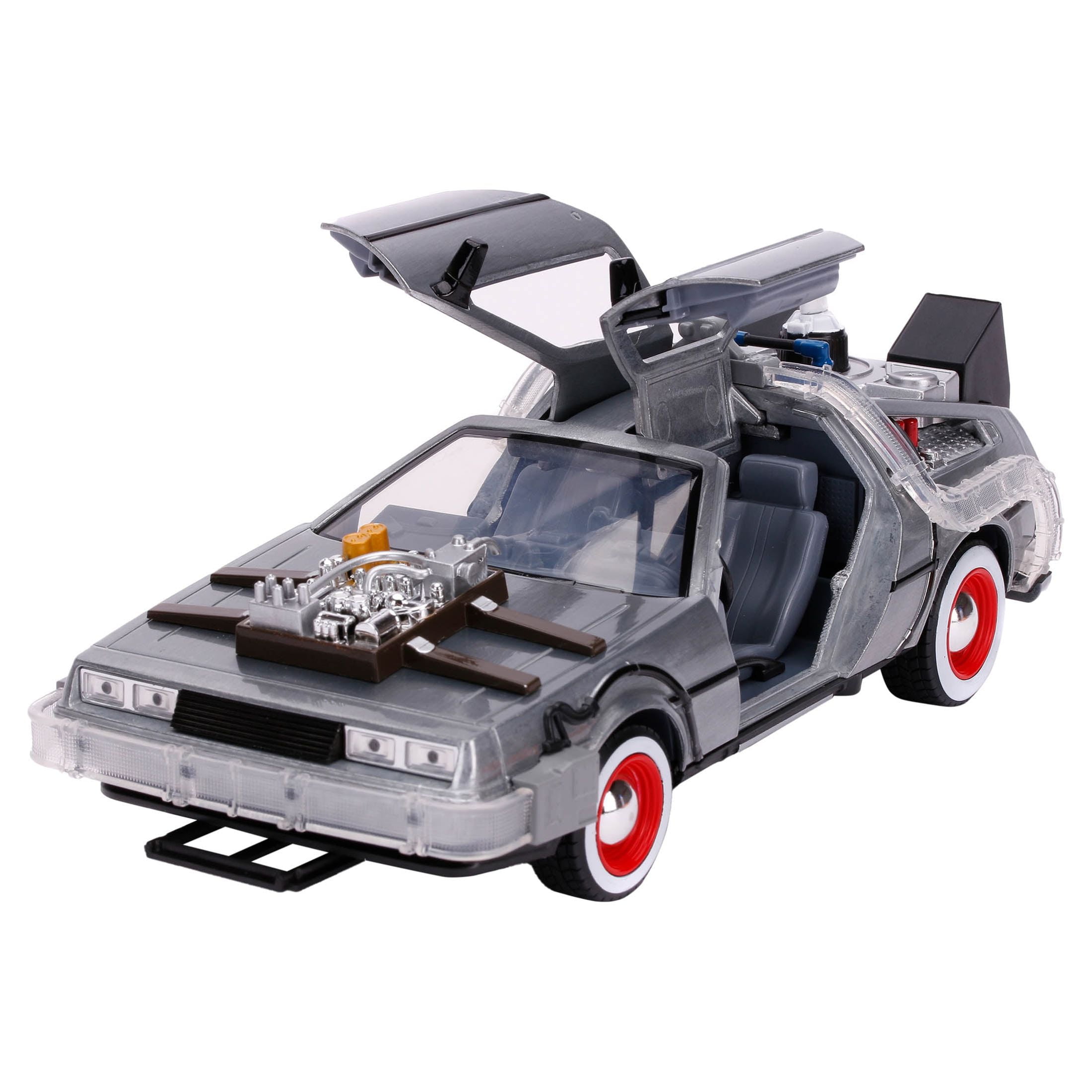 Jada  DeLorean Brushed Metal Time Machine with Lights Back to the Future Part III 1990 Movie Hollywood Rides Series 1 by 24 Diecast Model Car