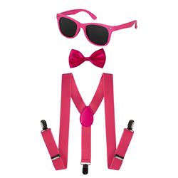 Picture of Dress Up America 1115-P Adult Neon Suspender Bowtie Accessory Set&#44; Pink