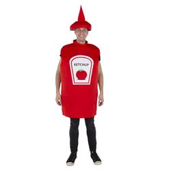 Picture of Dress Up America 1014-Adult Ketchup Bottle Costume with Tunic & Hat - Red - Adults One Size