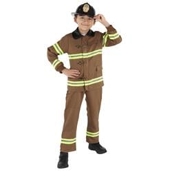 Brown Fire Fighter Boys Costume - Large - Age Group 12-14 Years