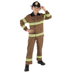 Brown Fire Fighter Boys Costume - Medium - Age Group 8-10 Years