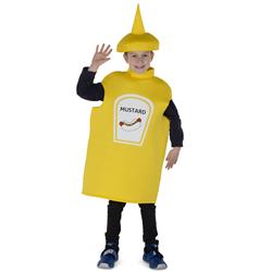 Kids Mustard Costume with Tunic & Hat, Yellow - Medium