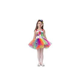 Girl Candy Dress Costume with Headband, Multi Color - Medium