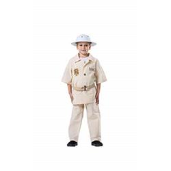 Picture of Dress Up America 1073-L Kids Safari Explorer Safari Explorer Shirt Pant Costume with Belt & Pith Helmet&#44; Beige - Large