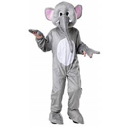 Kids Elephant Mascot Jumpsuit & Head Mask, Gray - Small