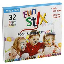 32 Vibrant Color Fun Stix Face Paint Mega Body Crayon
