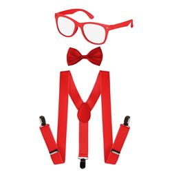 Picture of Dress Up America 1115-R Neon Suspender, Bowtie Accessory Set for Adult - Red