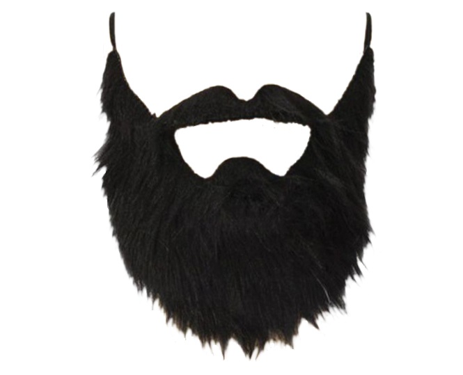 Full Beard & Mustache Costume - Black - One Size - Durable Accessory