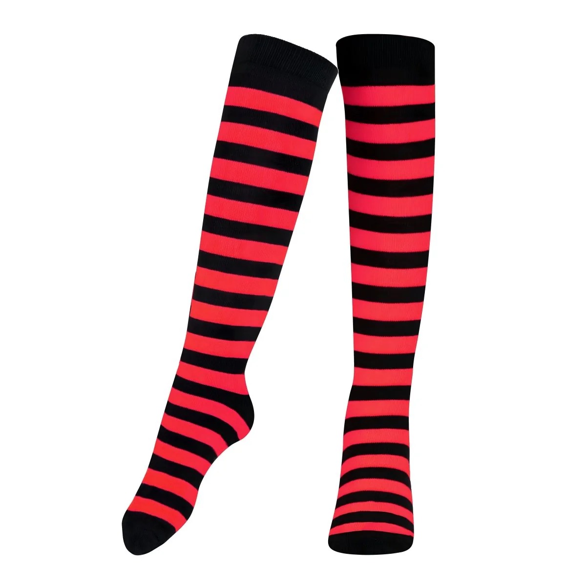 Kids' Striped Cotton Socks - Black & Red - Size 4 - Festive Design