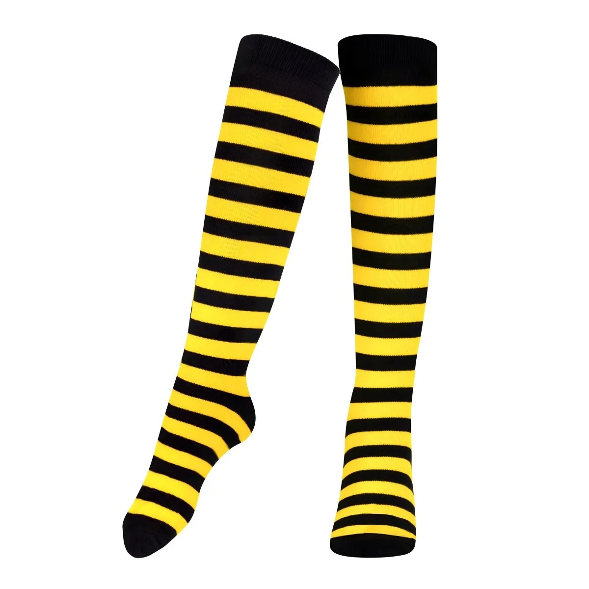 Kids' Striped Socks - Black & Yellow - Size 6 - Festive Design