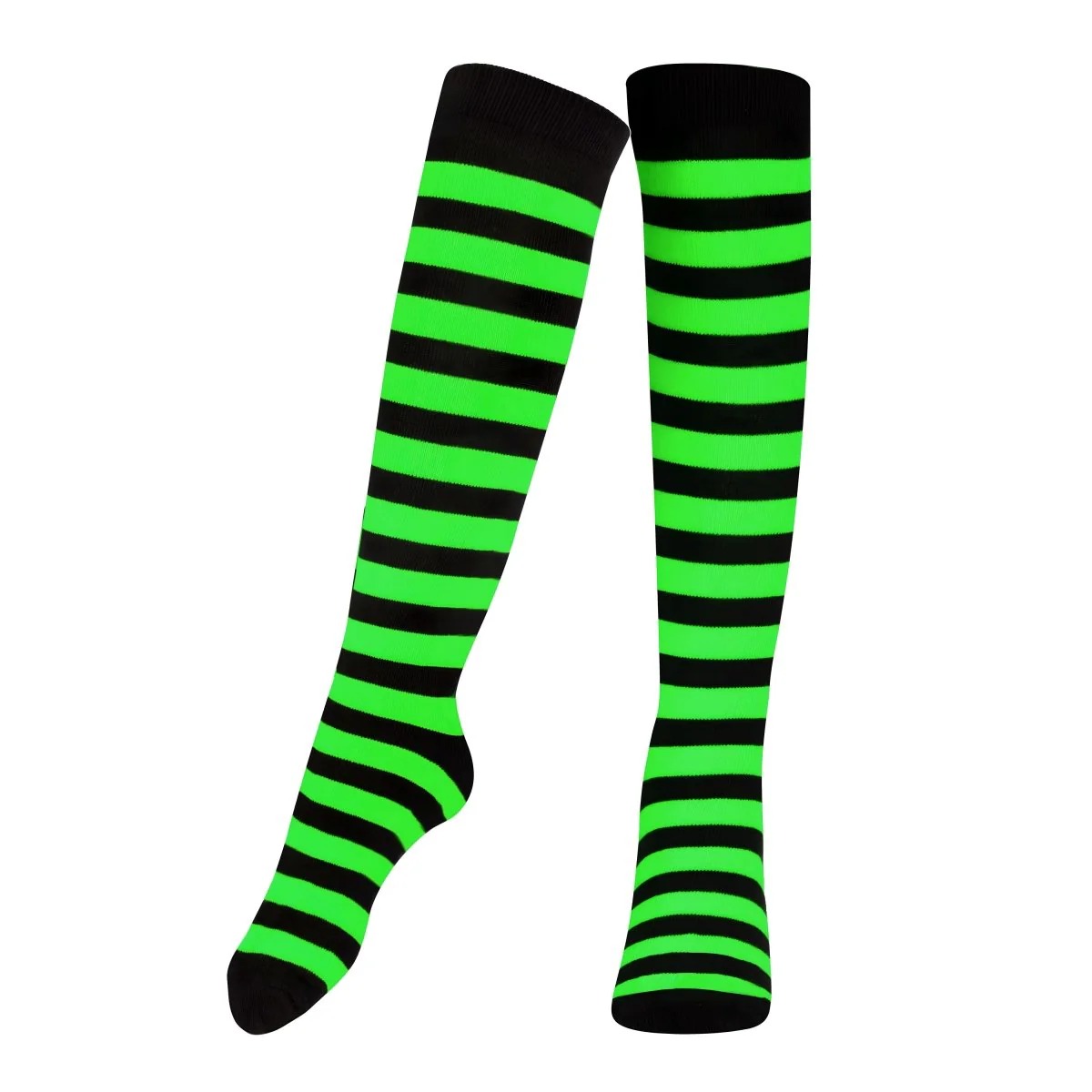 Kids' Striped Cotton Socks - Black & Green - Size 12 - Festive Design