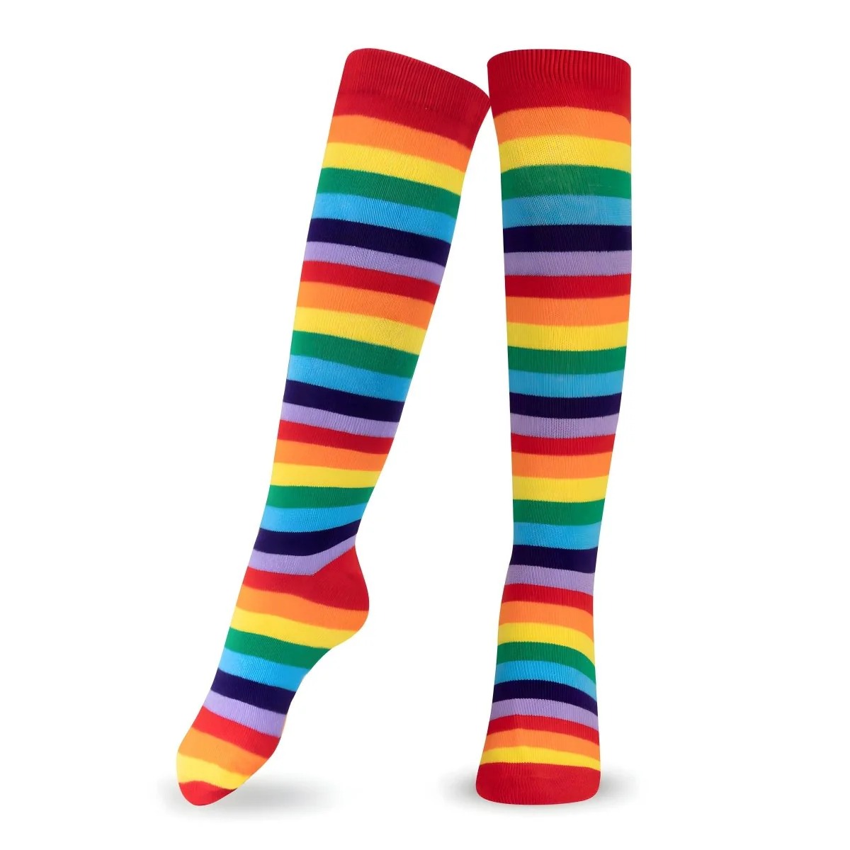 Kids' Rainbow Striped Cotton Socks - Size 4 - Fun & Comfortable
