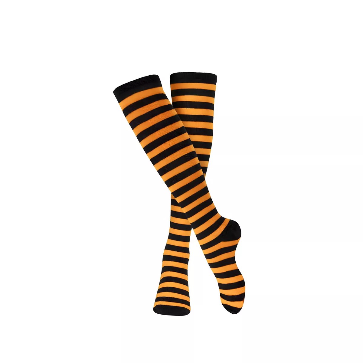 Striped Cotton Socks for Adults - Black & Orange