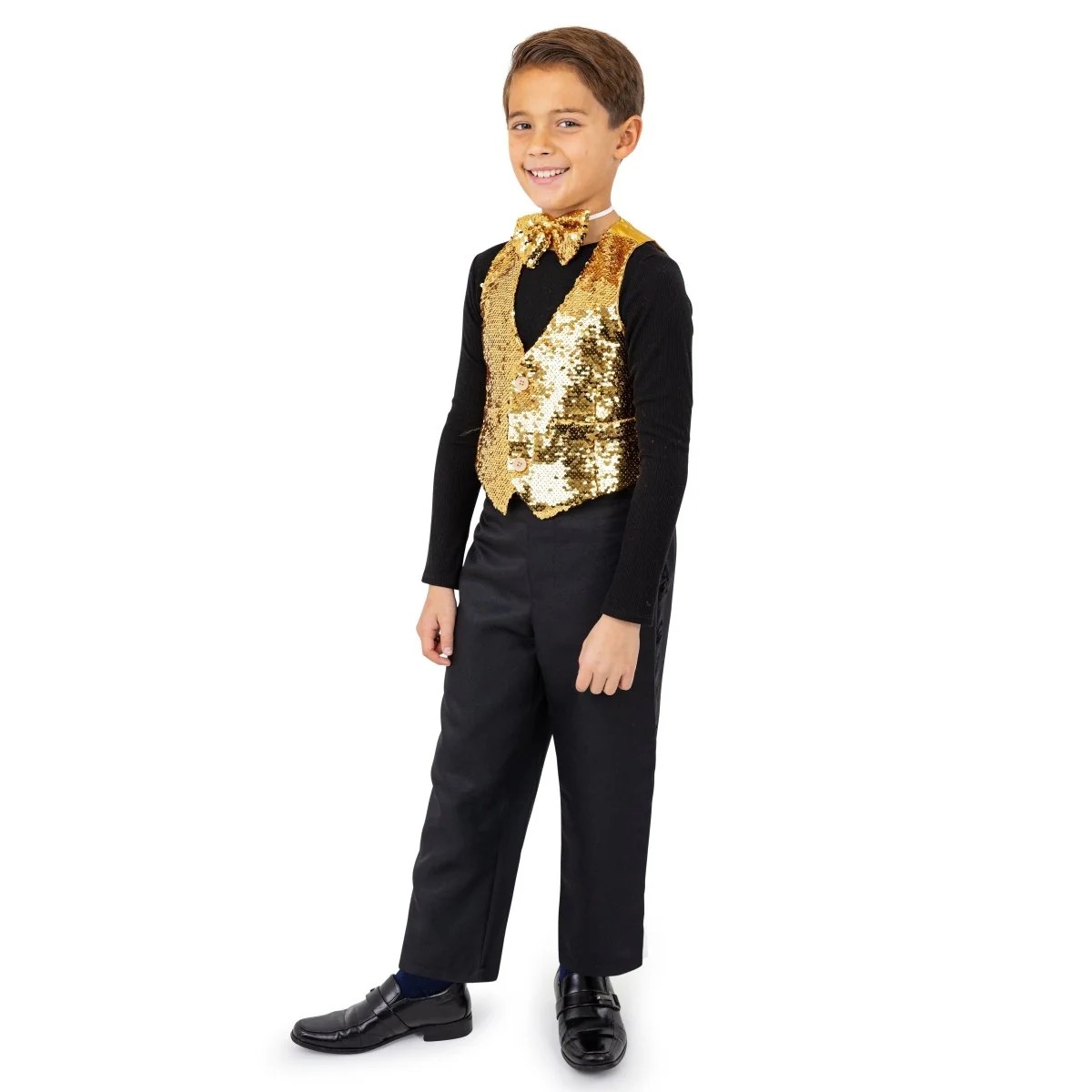 Sequin Vest with Bowtie - Gold - Extra Large - Stylish & Durable