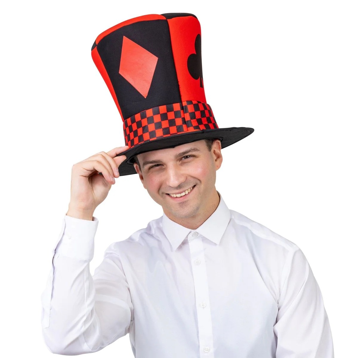 Novelty Card Game Top Hat - Red - Adult Size - Whimsical Design