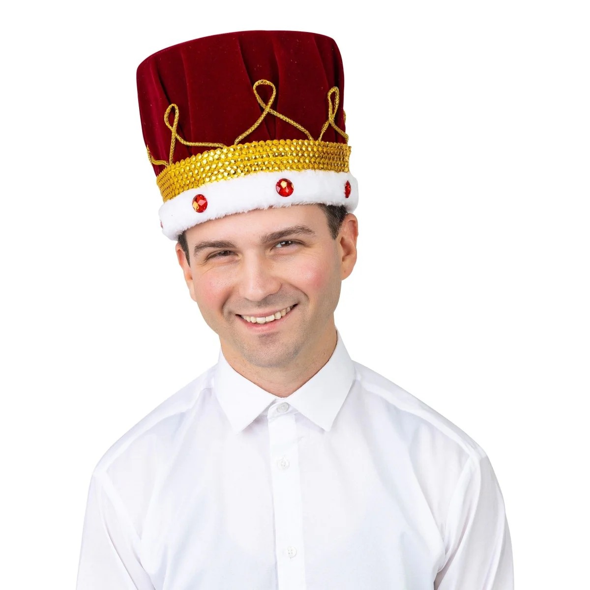 Picture of Dress Up America 1198 Royal Kings Crown for Adults - Red
