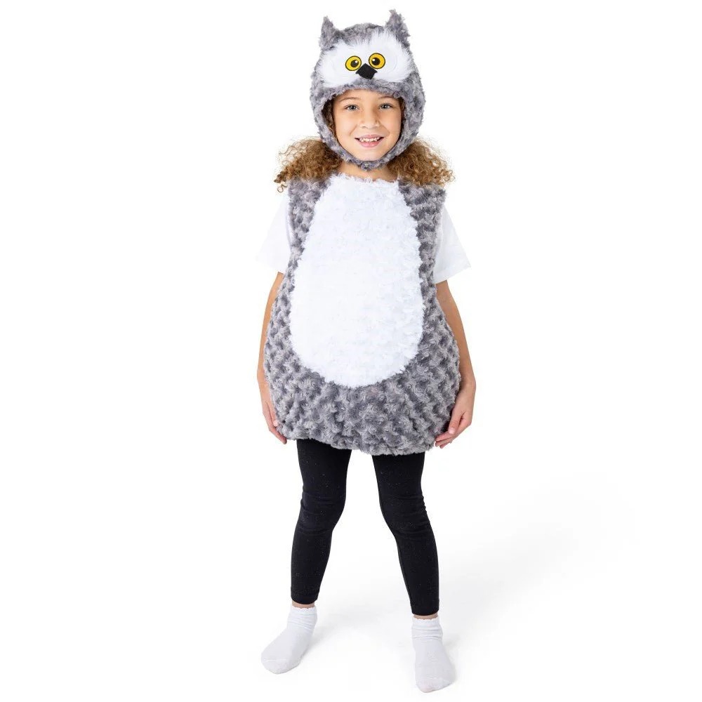 Plush Owl Costume - Gray - Small - Age 4-6 - Cozy & Fun Design