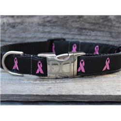 Picture of Breast Cancer Awareness Black Dog Collar XL