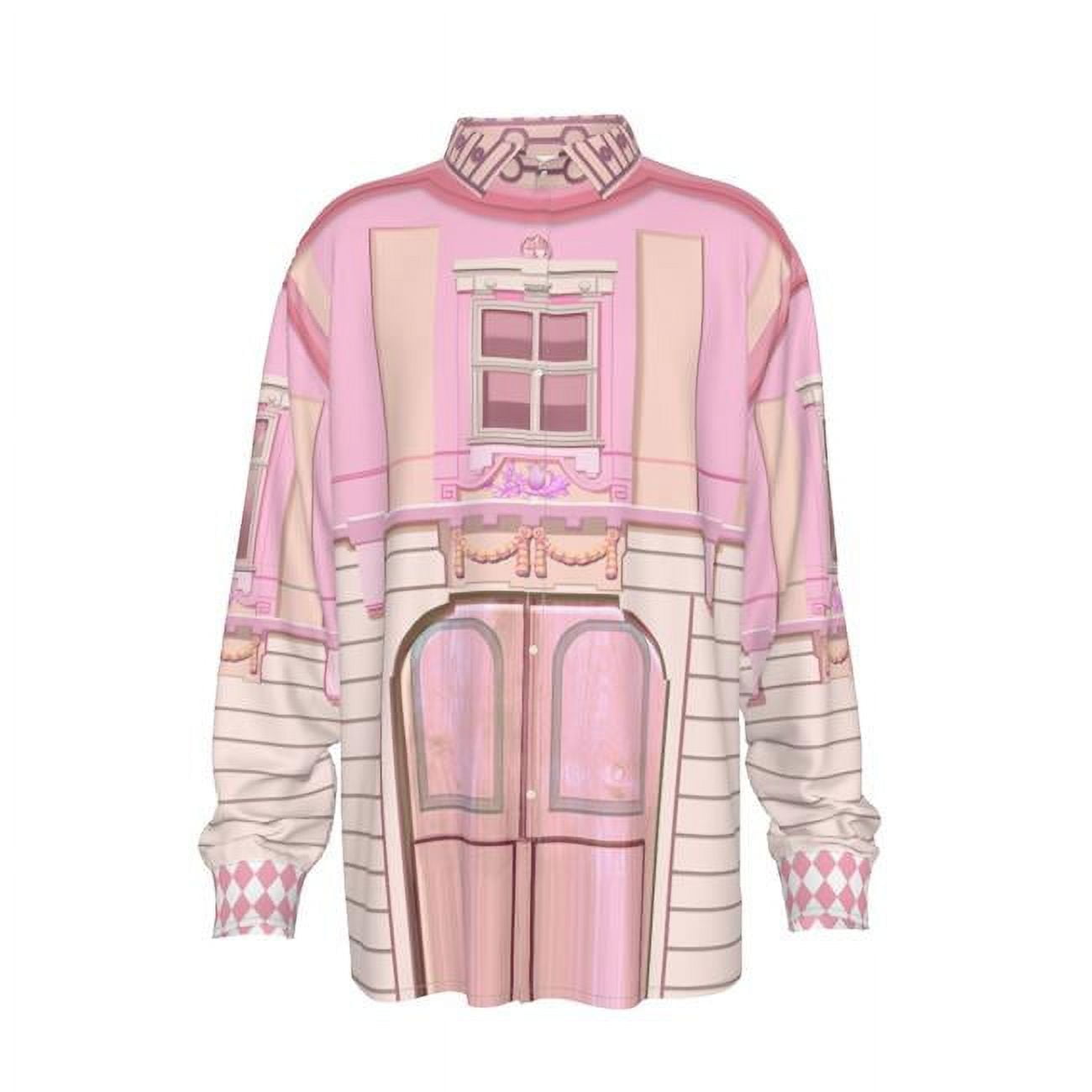 Divino Architectural Motif Long Sleeve Shirts, Pink - Small