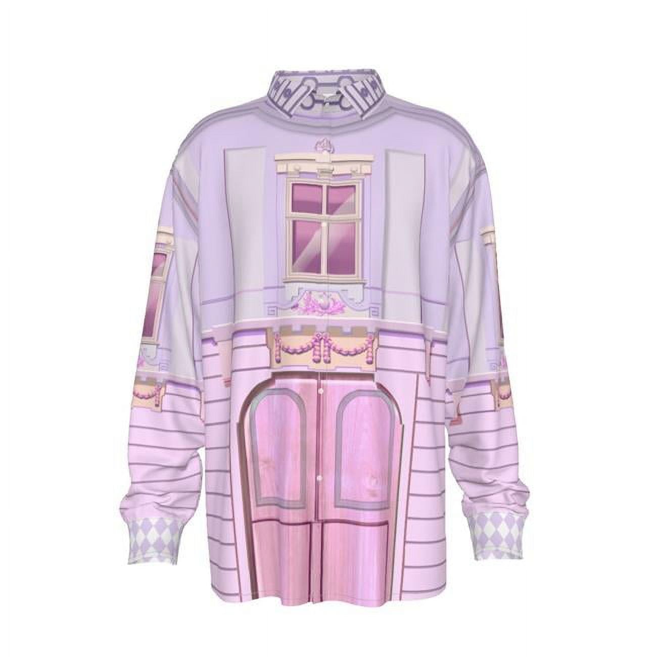 Divino Architectural Motif Long Sleeve Shirts, Purple - Extra Large