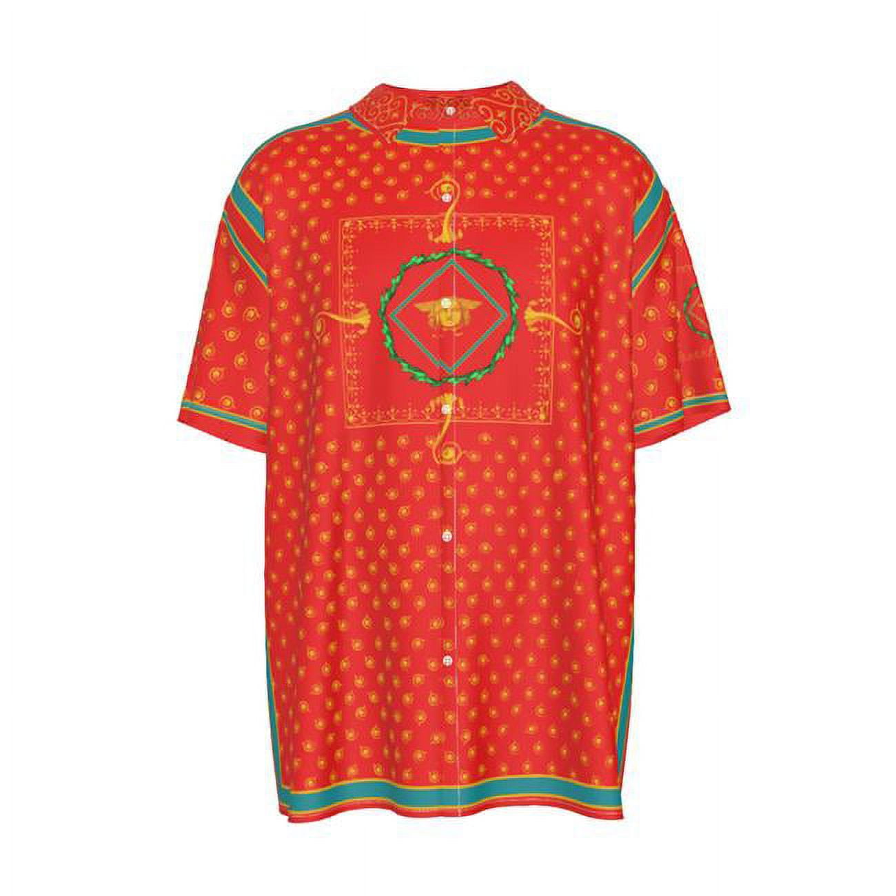 Romans Red Raven Short Sleeve Button Shirts - 2XL