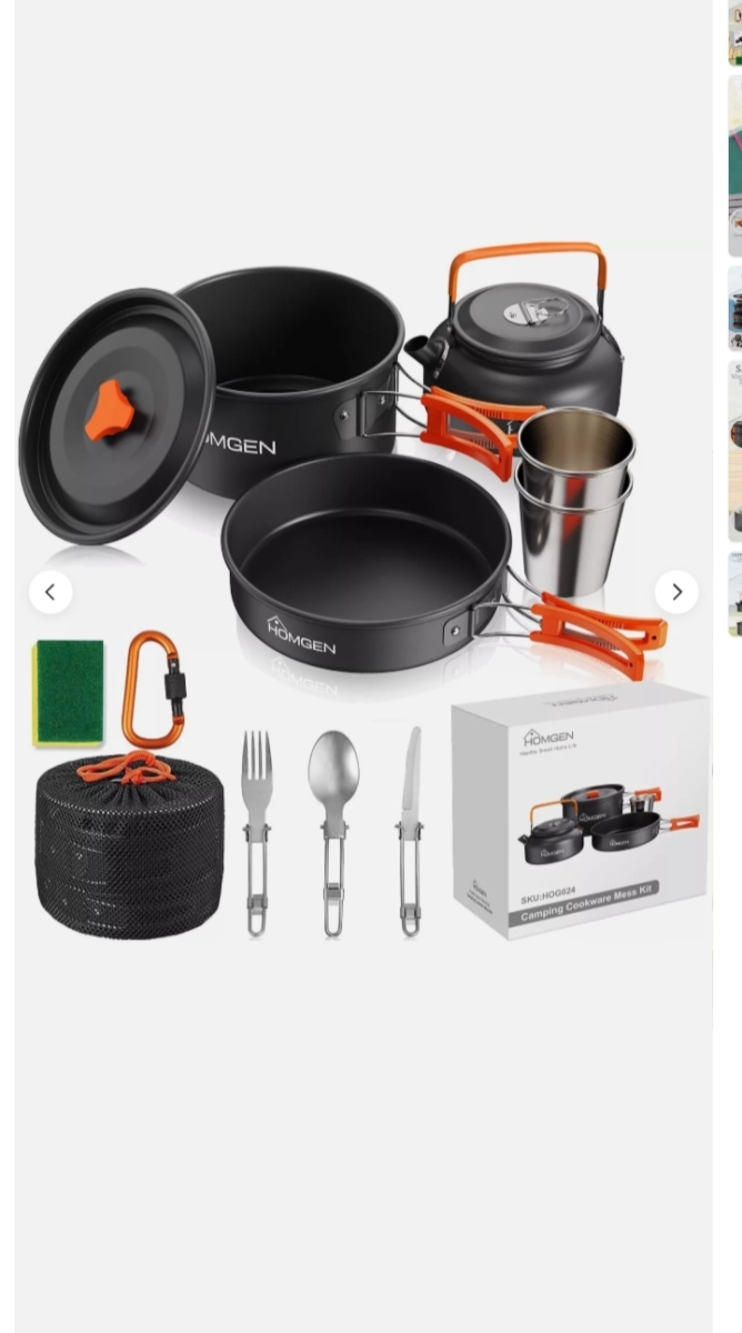 Picture of Homgen 179 HOMGEN Camping Cooking Set Camping Pots and Pans Set Aluminium Camping Cookware