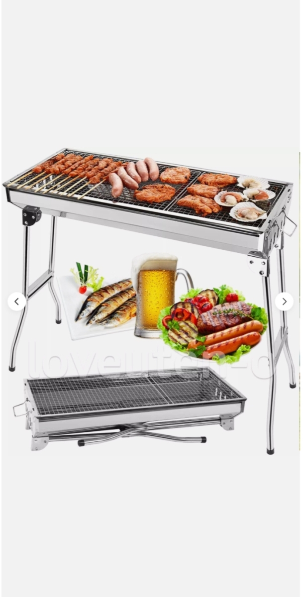 255 BBQ Grill Charcoal Barbecue Grill Stainless Steel Folding Camping Yard Portable -  UTEN