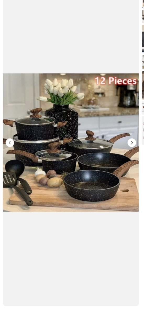 Picture of 12 Pieces Kitchen Pots & Pans Set Nonstick Cookware Set Granite Coated with Lids