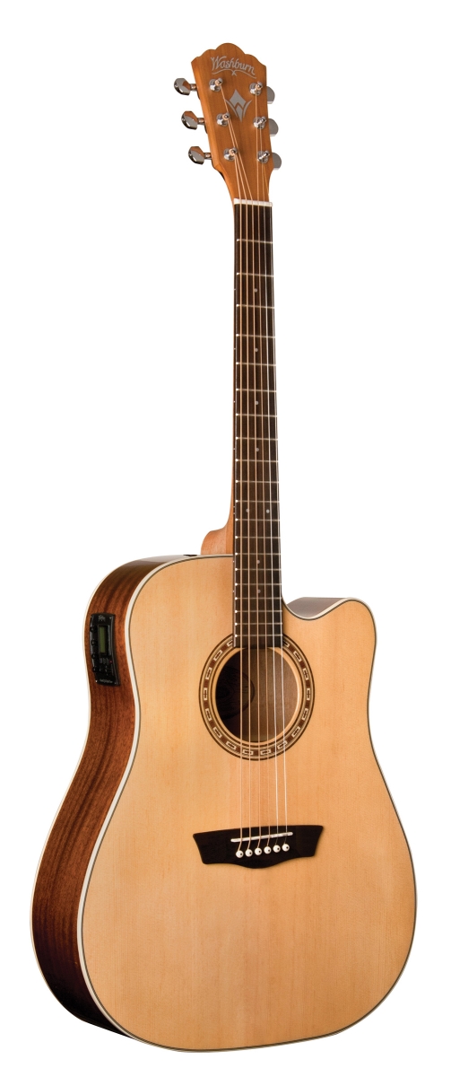 WD7SCE-A-U Harvest Dreadnought Cutaway Acoustic Guitar - Natural Gloss -  Washburn