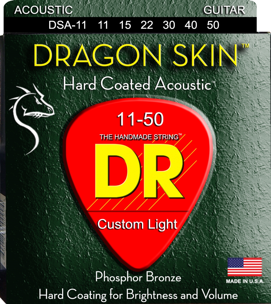 Picture of DR Handmade Strings DSA-11-U 11-50 Gauge Dragon Skin Coated Acoustic Guitar