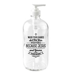 DX5174 16 oz Wash Your Hands Glass Soap Dispenser Holds