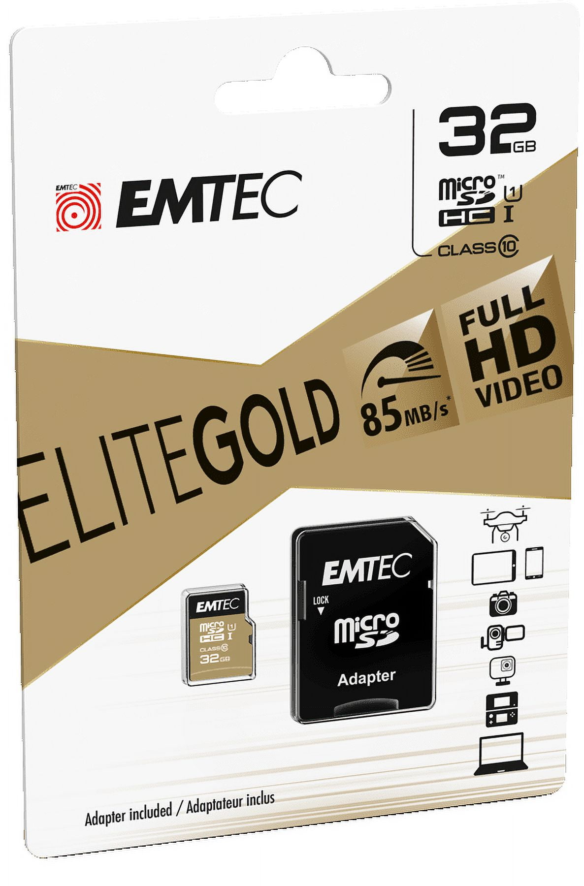 Picture of Emtec ECMSDM64GXC10GP 64 GB Class 10 Gold Plus Micro SDXC Memory Card
